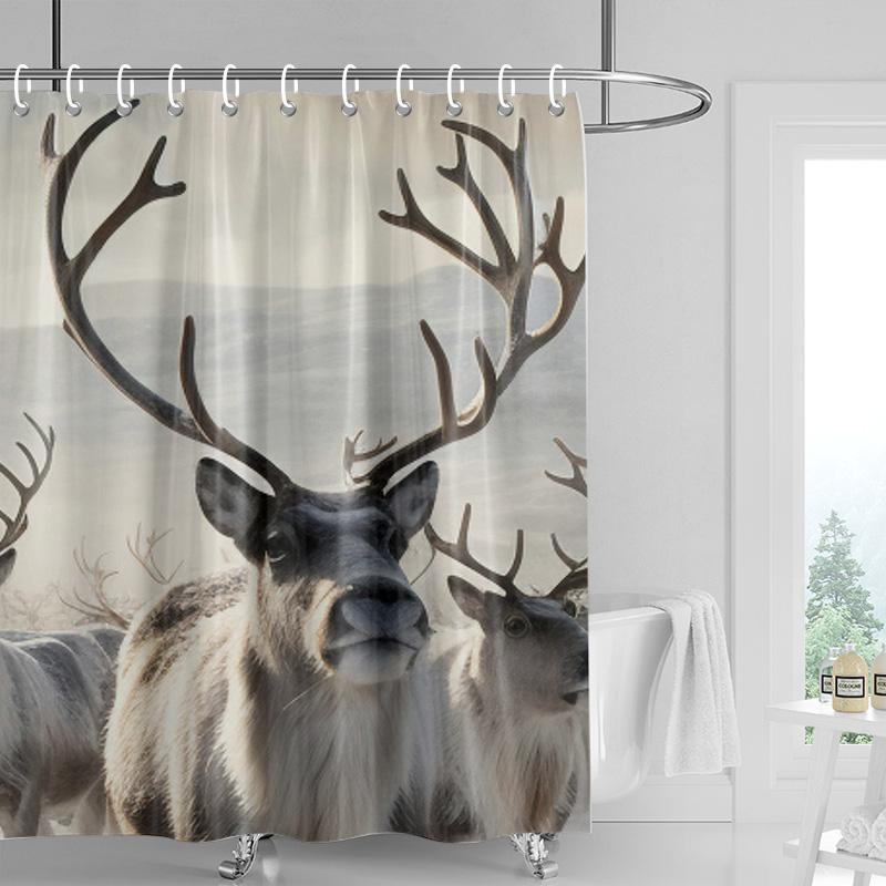 Home Decoration Shower Curtains for Bathroom Waterproof Curtain Fabric Modern Nordic Style Living Room Merry Christmas Winter