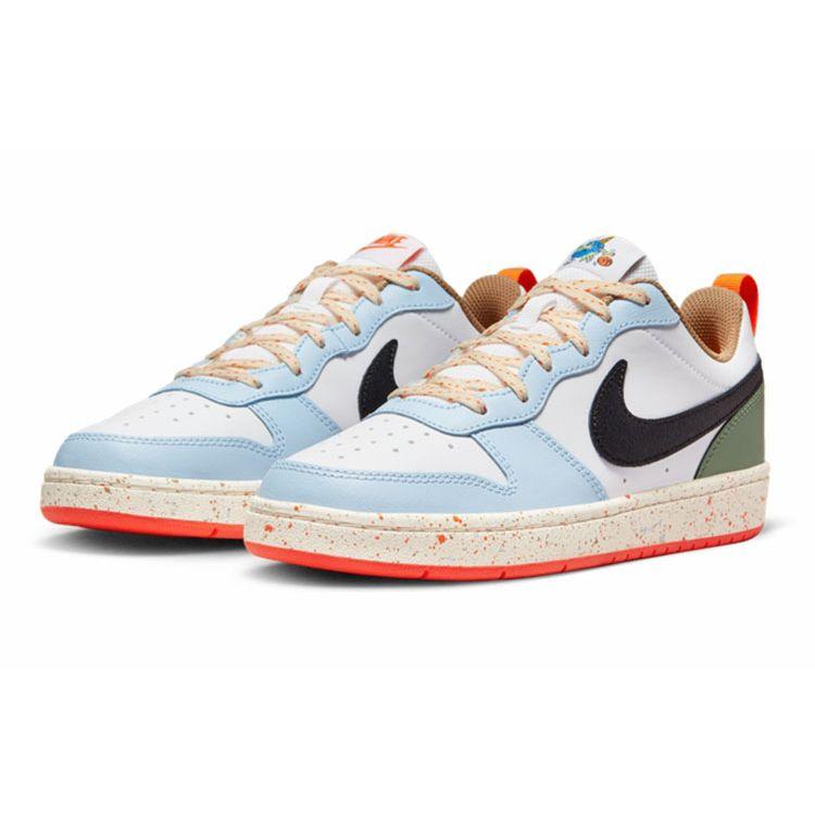 Nike Court Borough Low 2 GS White Alabaster Speckled Kids Sneakers Black Sail DX6052-101