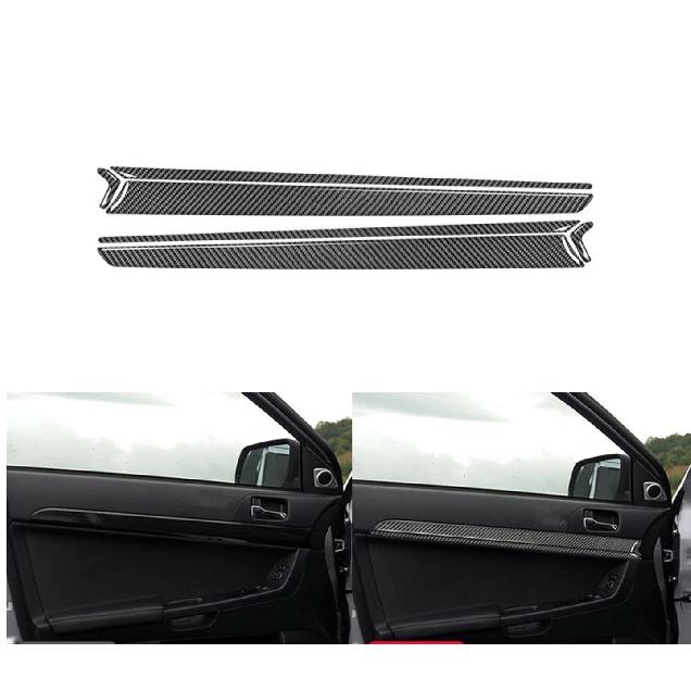 For Mitsubishi Lancer EVO X MR 2008-2015 Car Door Panel Trim Strips Carbon Fiber Sticker Interior Accessories