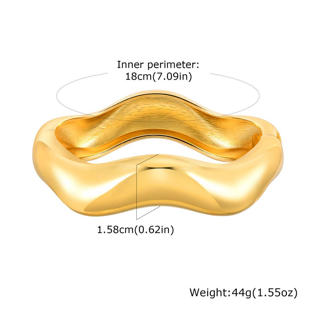 Simple Geometric Openable Chunky Bangles for Women, Statement Wrist Bracelet, Gold Plated Party Stackable Jewelry