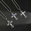 European-American Retro Diamond-Inlaid Cross Pendant Necklace
