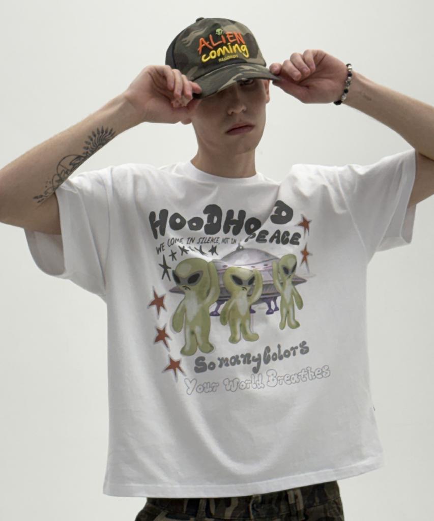 HOODHOOD Alien Piece Short Sleeve T-Shirt White