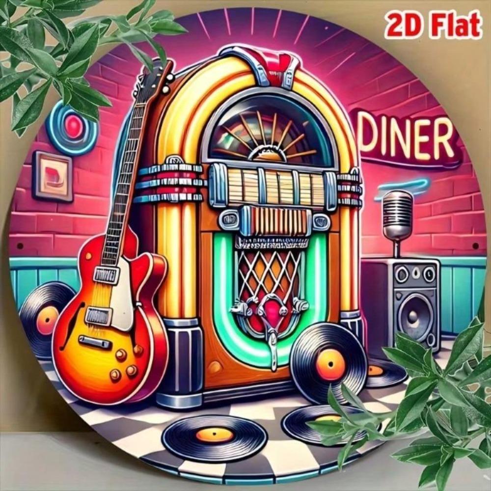Vintage Jukebox Metal Tin Sign Retro Diner Wall Decor Aluminum Art