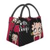 Betty Boop Insulated Clasp Lunch Bag, Black, for Lunch Boxes, Keeps Food Warmer, Compact, Zippered, Soft Cooler Bag, Tote Bag/Eco Bag