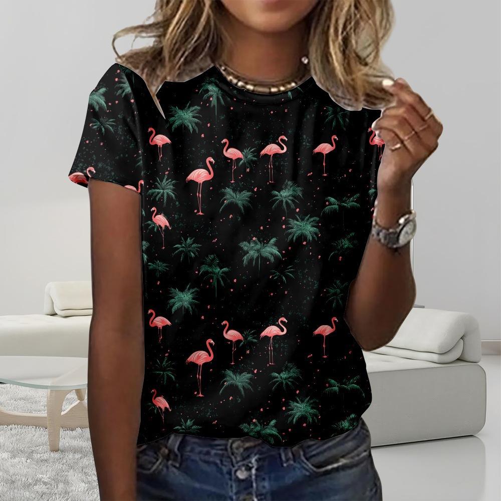 Floral Comfortable Stylish Simple Cartoon Short Sleeve T-Shirt Women's Digital Printing Slim Top