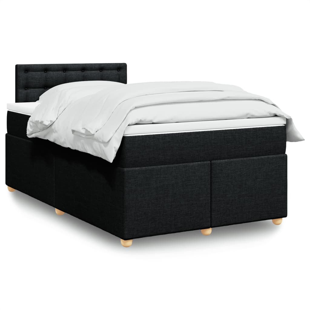 Vidaxl Continental Bed With Mattress, Black, Fabric, 120X200 Cm