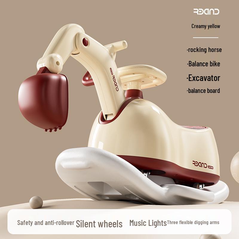Multifunctional Baby Rocking Horse & Peanut Car with Silent Wheels and Anti-Rollover Design