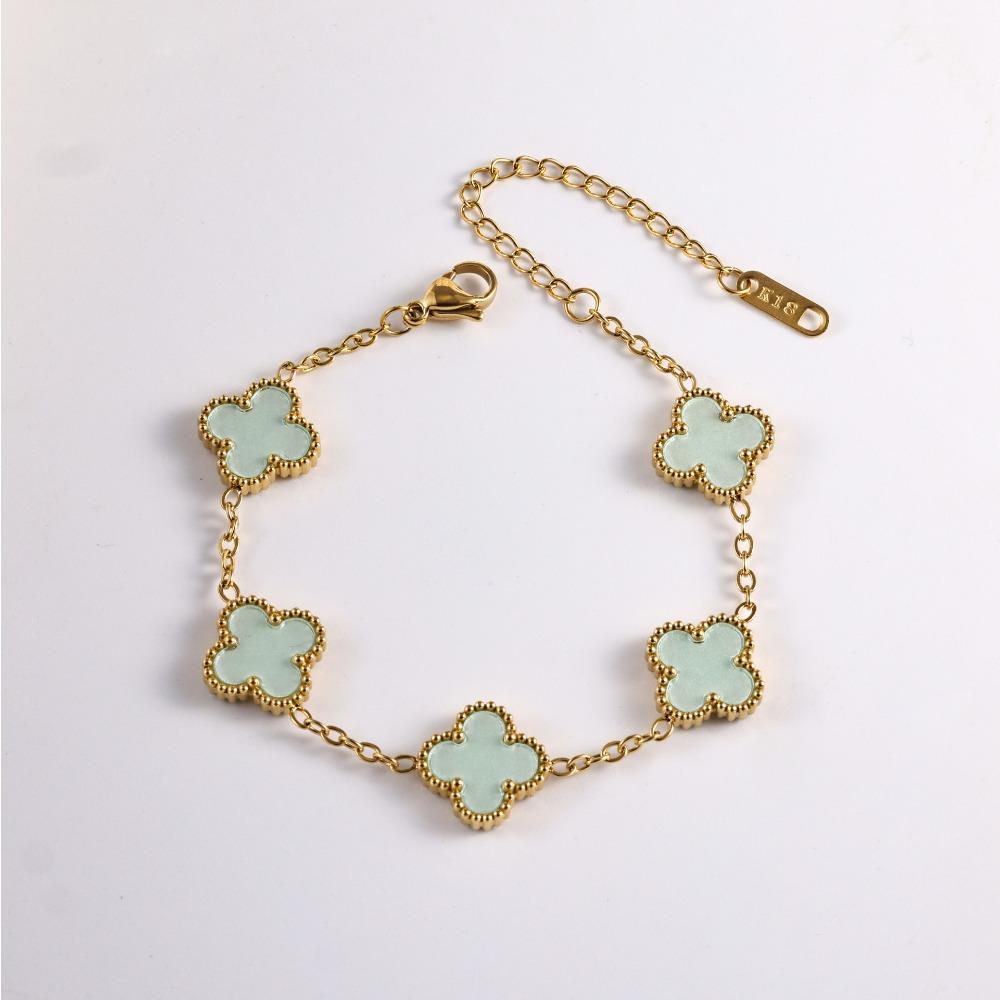 Bracelet Trèfle à Quatre Feuilles 13mm Bracelet Classique Cinq Fleurs Inaltérable
