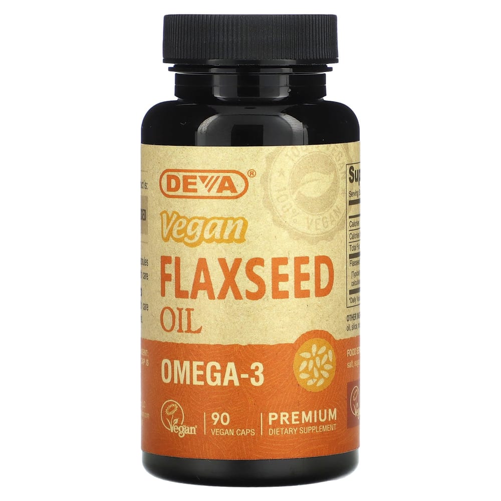 Deva Premium Vegan Flaxseed Oil Veggie Capsules, 90 Count