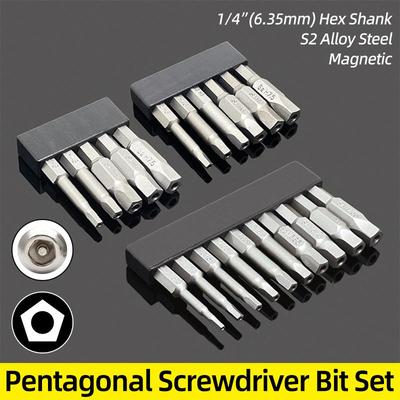 Magnetic Pentagonal Screwdriver Bit Set With Hole 1/4" Hex S2 Steel 50mm Security Torx Drill Bits Ratchet Wrench Hand Tools
