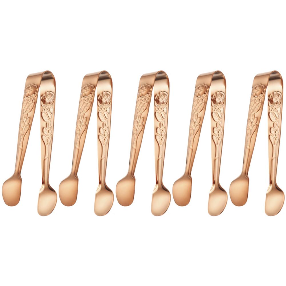 5Pcs Mini Sugar Tongs Stainless Steel 4.3Inch Foods BBQ Clips Dessert Bread Tongs for Tea Party Coffee Bar