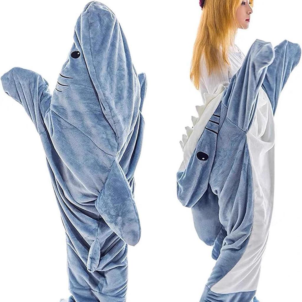 Shark-themed Sleeping Bags, Adult Hoodies, Flannel Loungewear, One-piece Pajamas, and Blankets