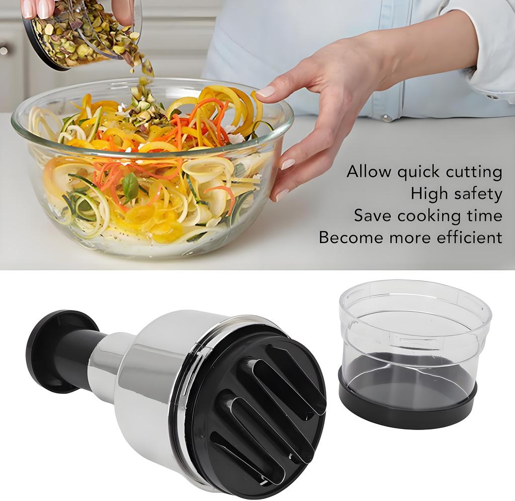5-in-1 Stainless Steel Food Chopper - Effortless Onion & Garlic Dicer, Manual Vegetable Cutter with Quick-Lock for Cooking Prep