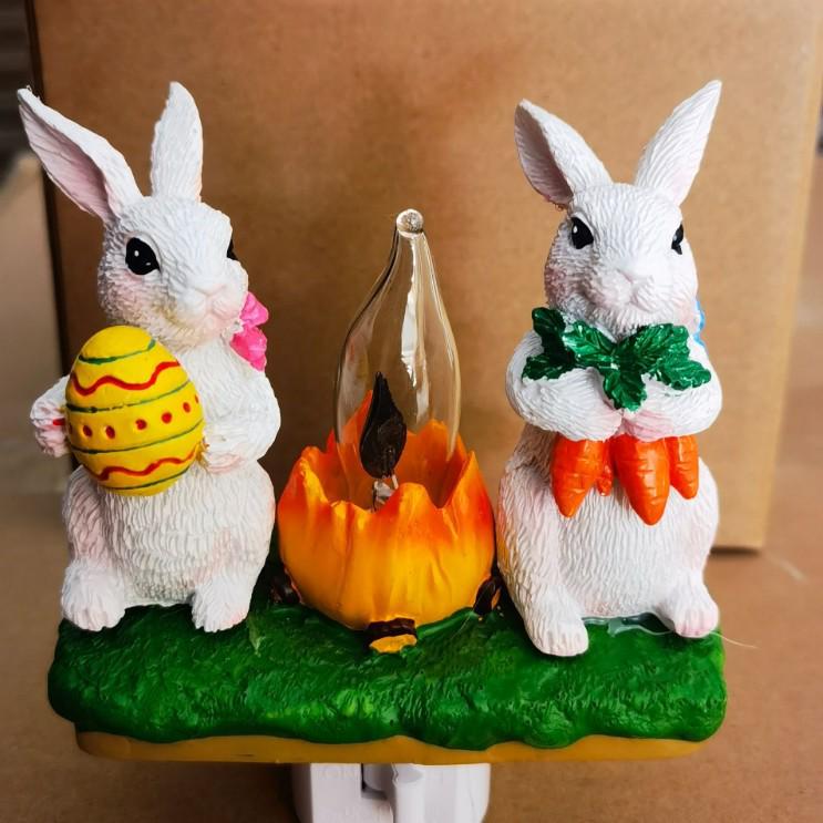 Easter Bunny Resin Craft with Flashing Lights for Kids' Room Decor