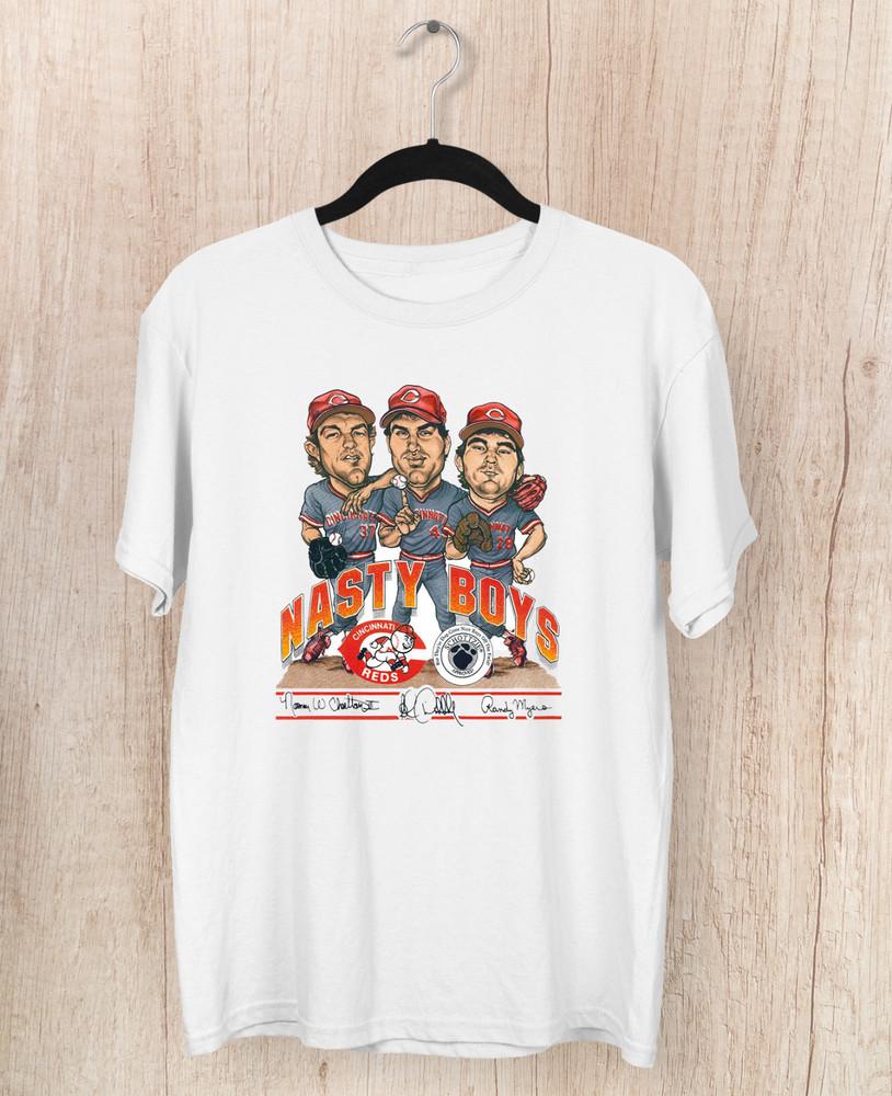

Cincinnati Reds Nasty Boys Caricature Men T-shirt White Tee JJ4403 Unisex T-Shirt S