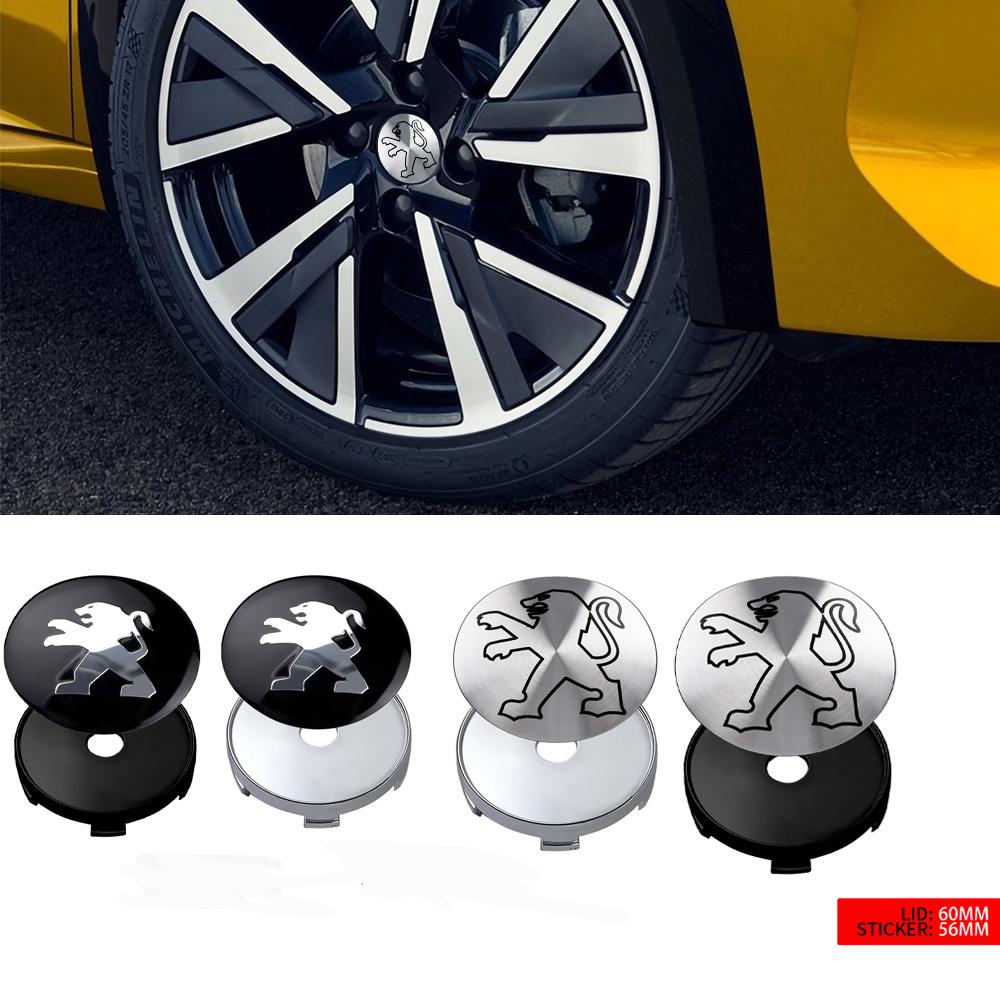 4 szt. Naklejki na środek piasty koła samochodowego 56mm 60mm Nakładki z emblematem na środek piasty opony Dla Peugeot 206 207 208 306 307 308 408 107 2008 3008