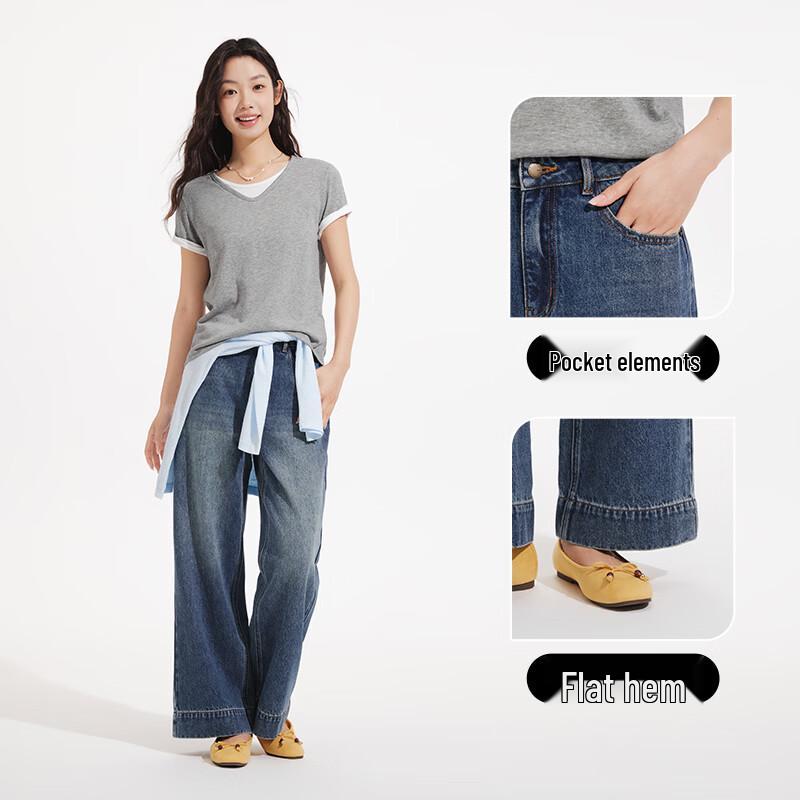 Hotwind Women's Retro Cropped Loose Straight-Leg Jeans