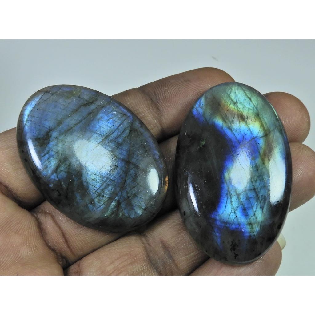 44-47 MM Natural Labradorite Multi Oval Cabochon Loose Gemstone 2 Pcs Lot D-186