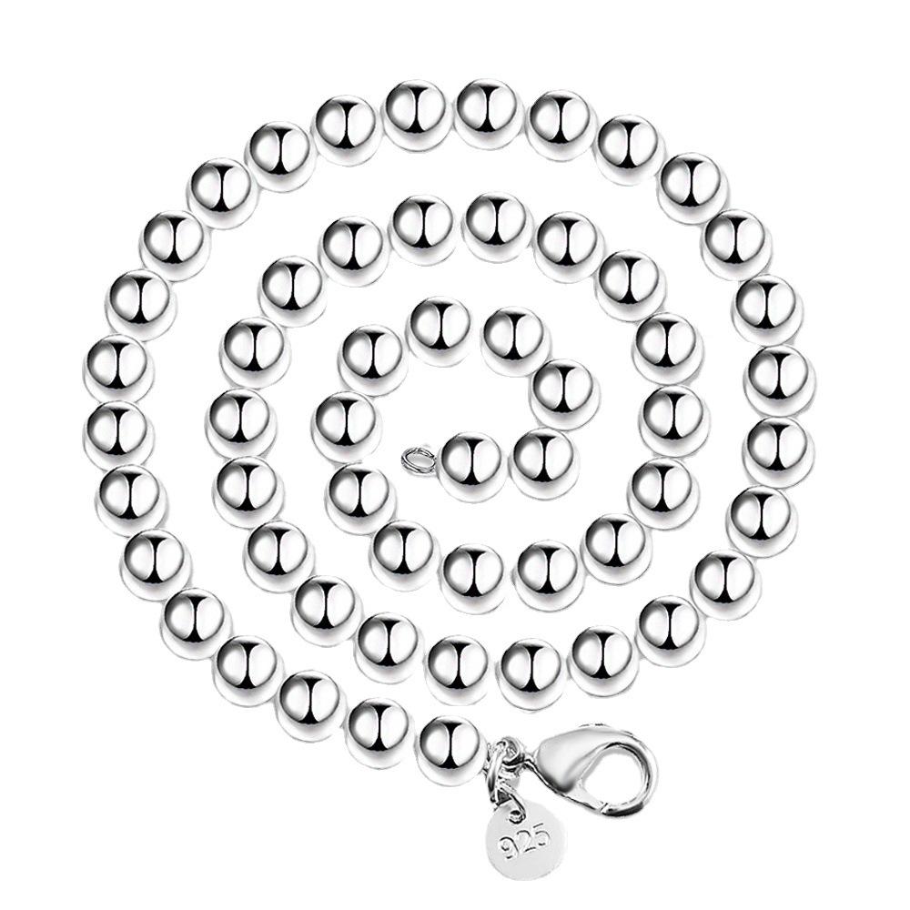 Fashion Gift Jewelry S925 Silver Plated 8MM Ball Bead Necklace