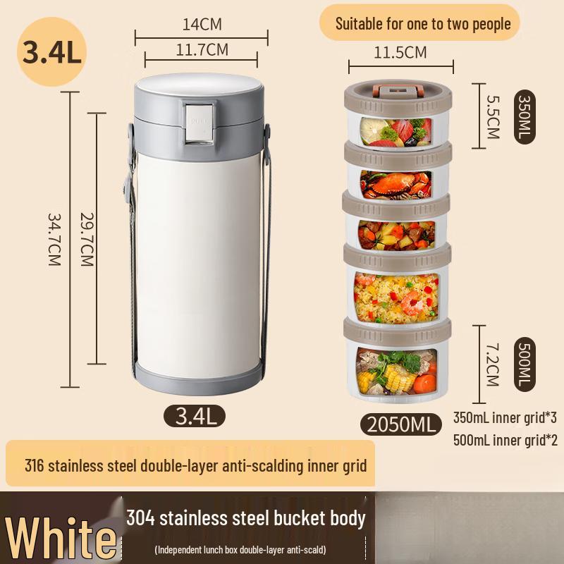 Portable 5-Layer 304 Stainless Steel Insulated Lunch Box