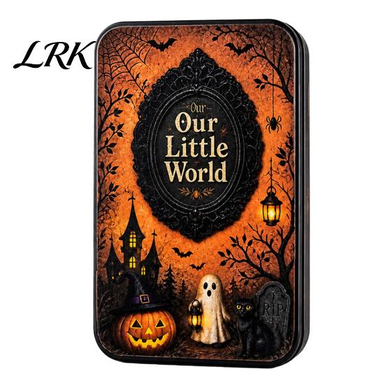 Dark Fairy Tale Ornament DIY Mini Photo Frames Silhouette Tin Box, Halloween Miniature Decor Picture Display Storage Container for Party Home Reusable