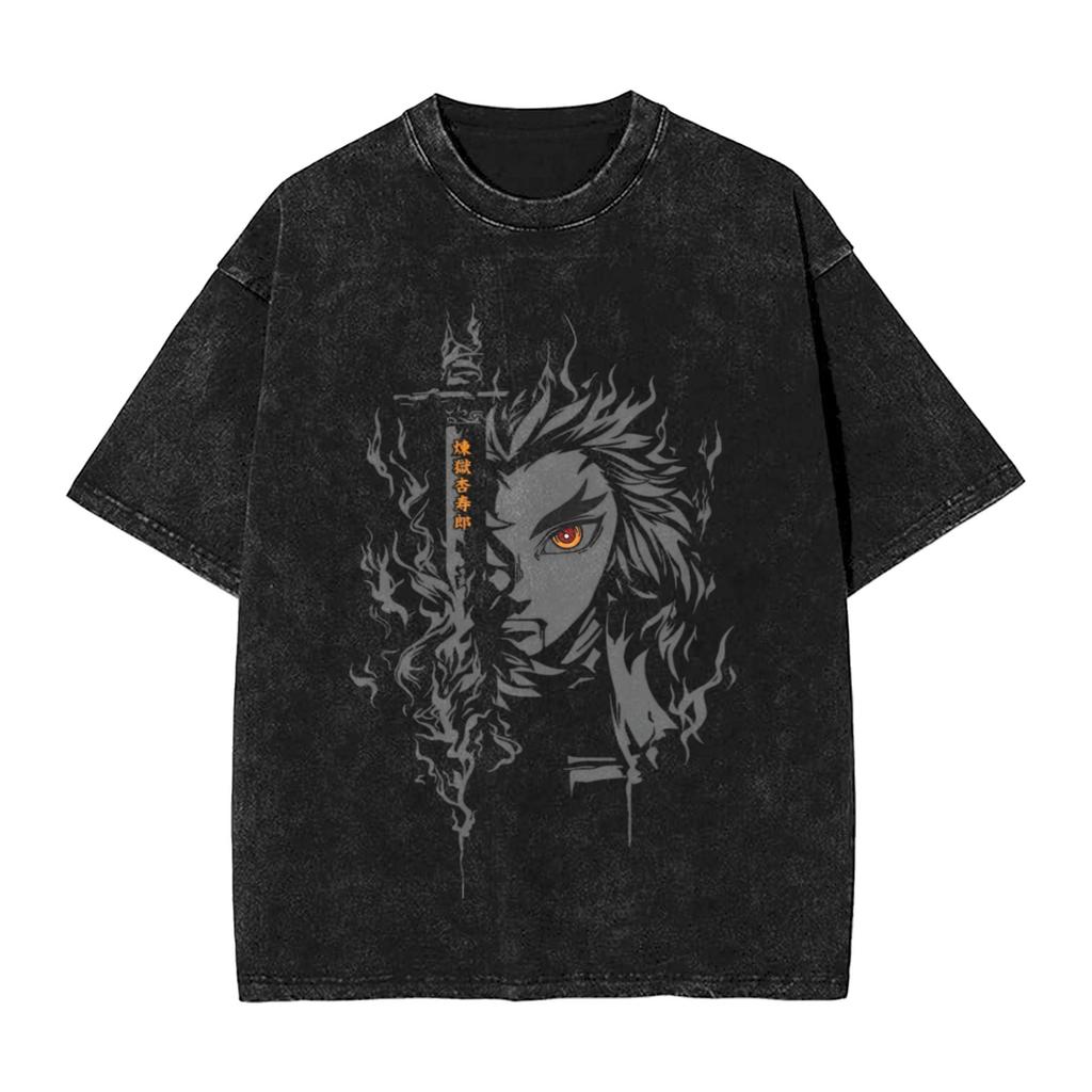 Anime Demon Slayer Hashibira Inosuke Graphic T Shirt Men Women Cotton Tshirts Vintage Washed Tee Harajuku Male Casual T-shirts