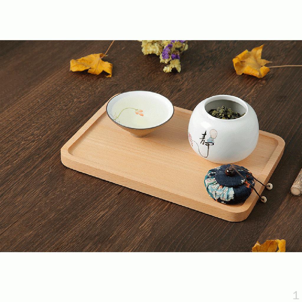 

6 Sizes Wooden Serving Tray with Handles Tea Breakfast Wood Kitchen Platter D 25×17cm