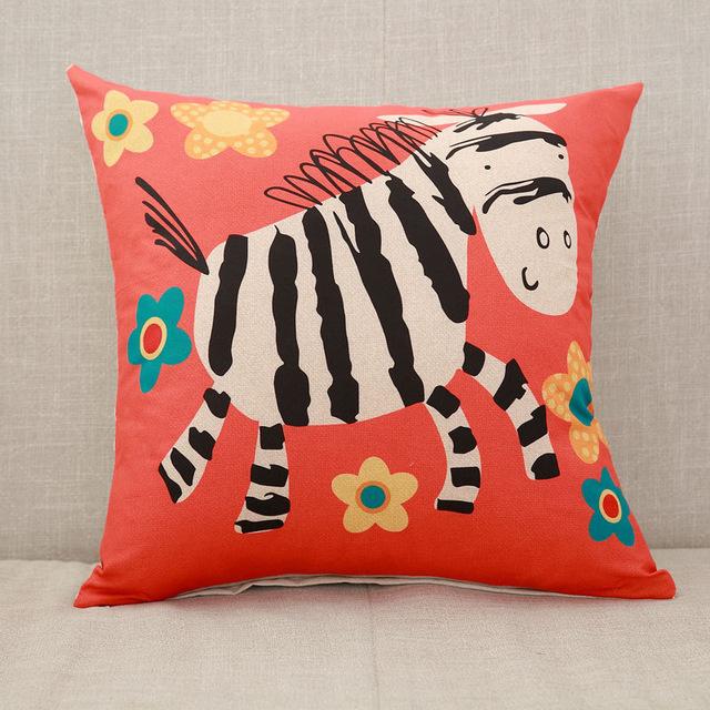 Cute Cartoon Cushion Cover Elephant Cat Decorative Pillowcase Giraffe Throw Pillow Case For Sofa Funda Cojin Kussenhoes