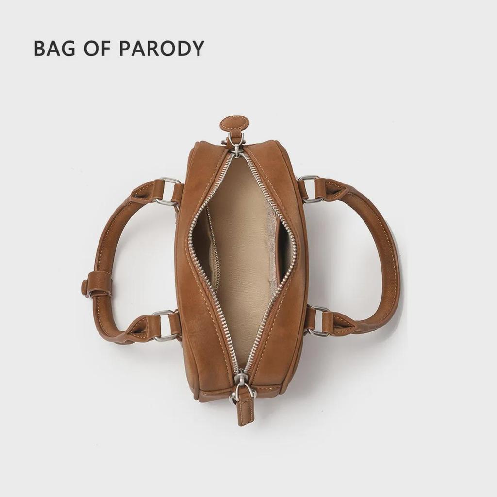 Dámská BOP Hovězí kůže Boston Bowlingová taška - Maillard Kabelka pro podzim/zimu 2024, Styl přes rameno a crossbody