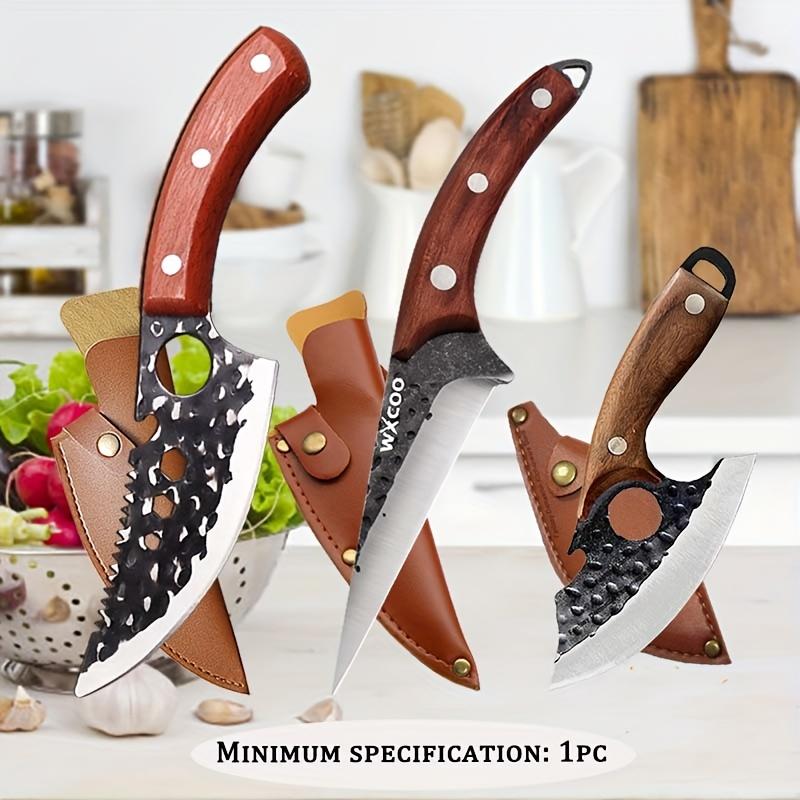 3PCS Stainless Steel Kitchen Knife Forged Boning Knife Professional Chef Knife Handmade Meat Cleaver Butcher Knife