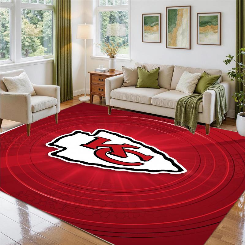 Kansas City Chiefs Design Crystal Velvet Rug Soft Decorative Mat for Bedroom Entrance