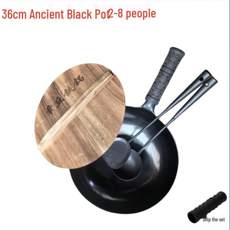 Zhangqiu Handmade Wrought Iron Wok with Lid & Utensils