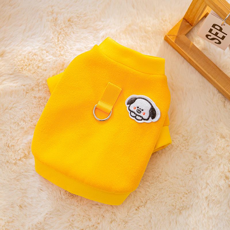 Gestreiftes Sweatshirt mit Leine für Hunde und Katzen - Lässiger Herbst-/Winterstil, Zweibeiniges Design für Pomeranian & Teddy