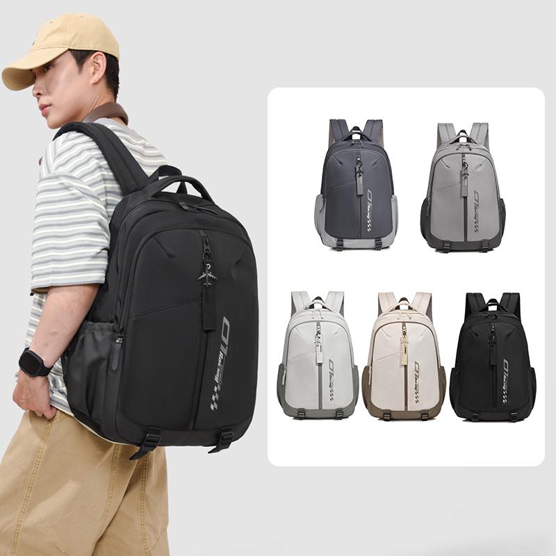 Lightweight Men's Color Block Backpack Large Capacity Student Schoolbag Computer Backpack