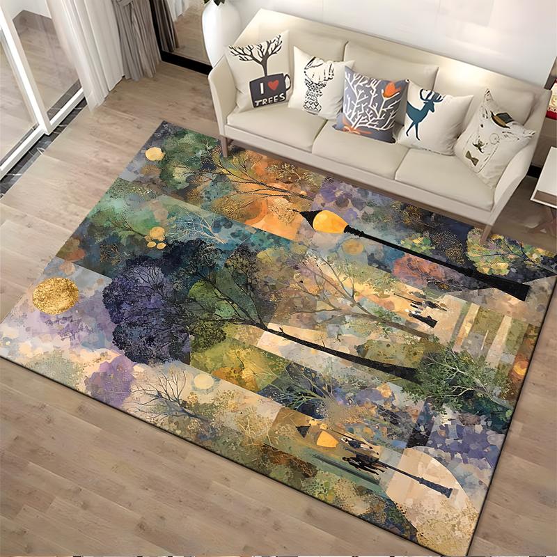 Abstract Colorful Forest Walkway Printed Carpet for Living Room Decor Suitable for Use As an Anti-slip for Living Room Bedroom Sofas