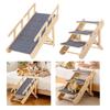 Wooden Pet Stair Portable Stable 2 in 1 for Cars Small and Older Animals 4 steps