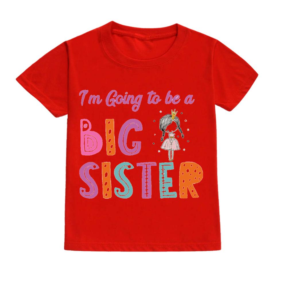 Vou Ser Uma Irmã Mais Velha Estampa Camiseta Infantil Casual Manga Curta Camiseta Infantil Anúncio de Gravidez Roupas para Festa de Família de Feriado