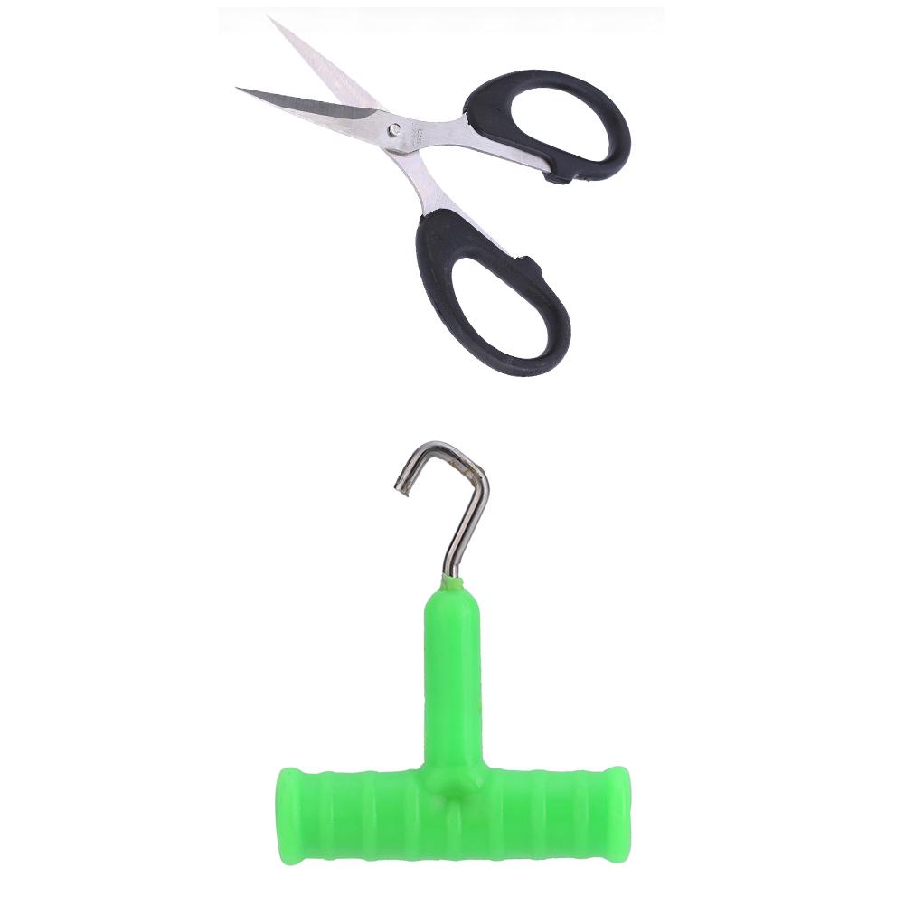 Fishing Baiting Rig Tool Set Bait Needle T Handle Knot Puller and Scissor Tackle Rigging Tool