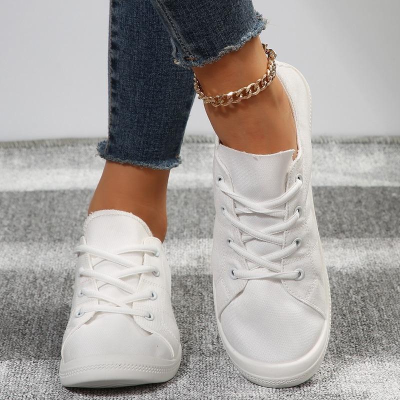 New women's fashion canvas shoes lace-up flat casual shoes