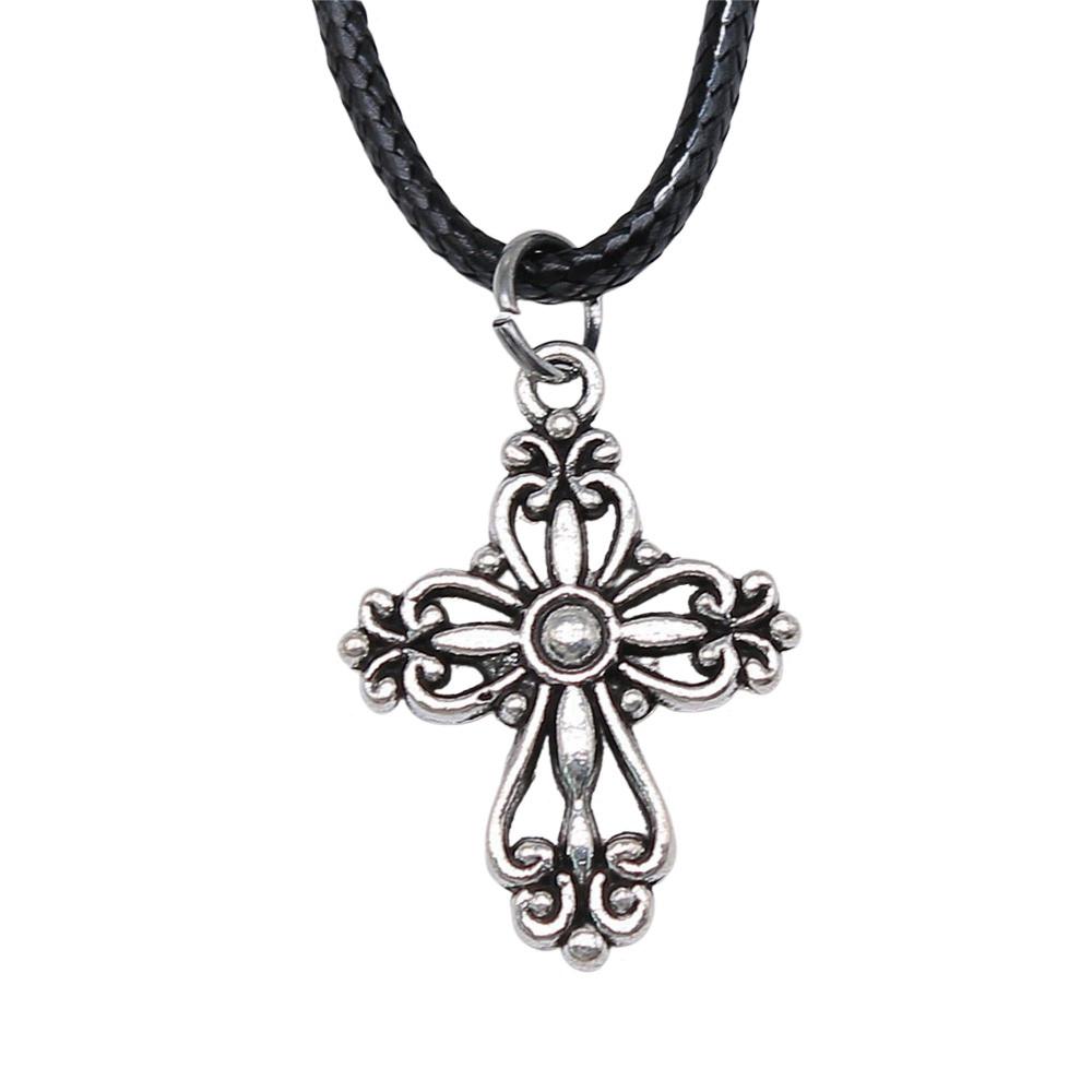 Ankh Cross Pendant Necklace Ancient Egyptian Symbol Gothic Jewelry With 45cm Leather Chain