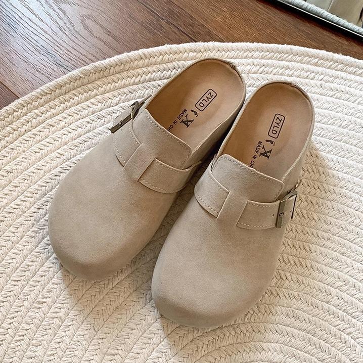 Fashion and lightweight retro platform Birkenstocks women's outer wear heightening one pedal bag head slippers