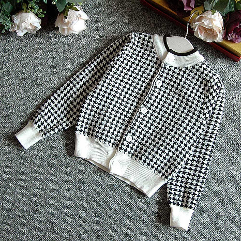 Toddler Kids Baby Girls Outfit Clothes Plaid Knitted Sweater Coat Tops+Skirt Set