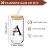 1 STÜCK 24 Buchstaben Glas Trinkbecher mit Bambusdeckel Strohhalm Individuelle Eiskaffeetasse 470ML Klares Mason Jar Bier Smoothie Cocktail
