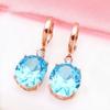 Exquisite Pure Russian 585 Purple Gold Earrings Women'S 14K Rose Gold Plated Marine Temperament Aquamarine Earrings