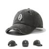 Washed gray cap, female broken edge, wide brim, soft top hat, letter sunscreen, baseball cap, male face is small and versatile