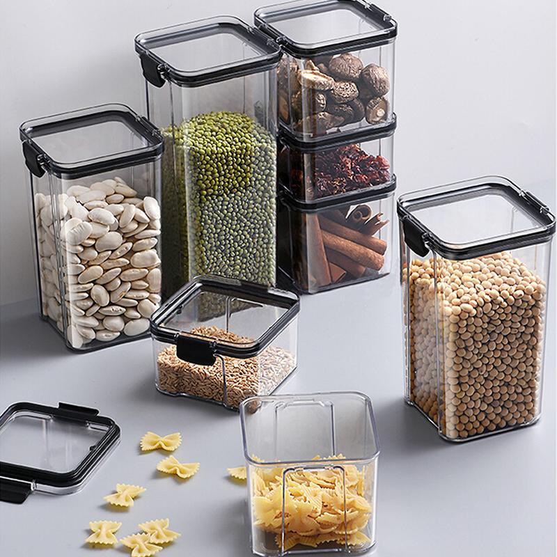 Transparent Food Storage Containers Kitchen Storage Airtight Cans Plastic Storage Boxes Stackable Food Storage Boxes