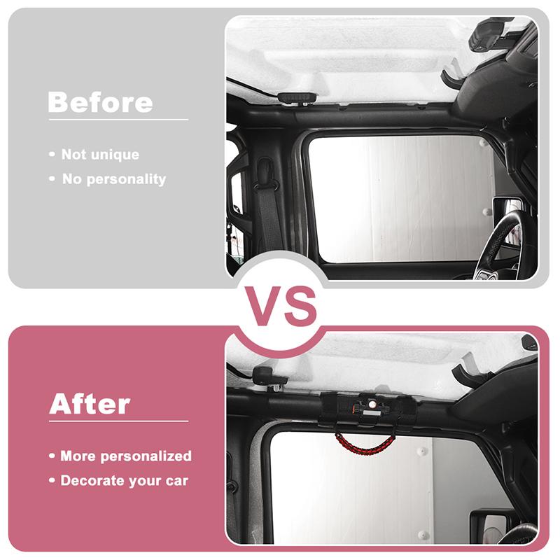 Auto-Regenschirmseil, Dachgriff mit Licht, für Jeep Wrangler JL/Gladiator JT JK 2007–2023, 2 Stück