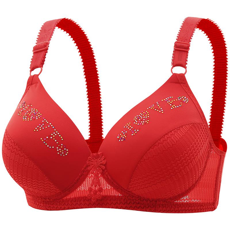Wire-Free Push-Up Honeycomb Bra for Women - Breathable, Thin, Plus Size, Perfect for Summer 42/95 красный