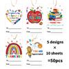 50Pcs Teacher Appreciation Tags with Rope, School Party Decor Gift Labels, Thank You Card Hanging Decorations