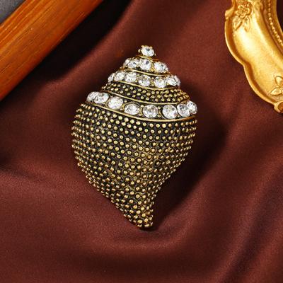 Vintage Big Conch Brooches for Women Luxury Gold Color Animal Brooch Pins Coat Accessories